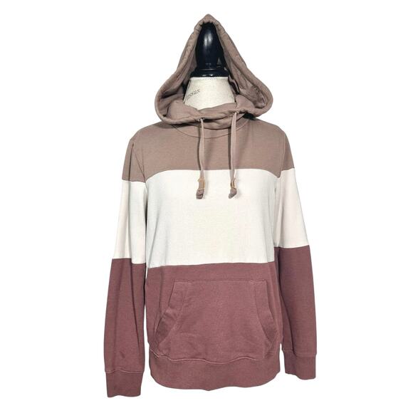 Tentree | Women | TreeFleece Banshee Neutral Color Block Organic Hoodie | Medium - Picture 2 of 13